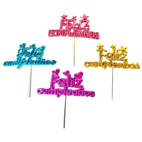 Aplique Metalizado Feliz Cumpleaños Surtido