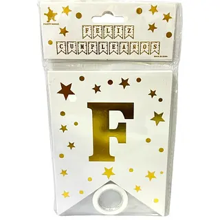 Banderin Feliz Cumpleaños Estampada Estrella Blanco