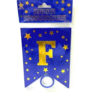 Banderin Feliz Cumpleaños Estampada Estrella Azul