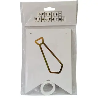 Banderin Feliz Dia Papá Blanco Con Dorado
