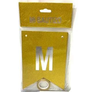 Banderin Escarchada Mi Bautizo Dorada