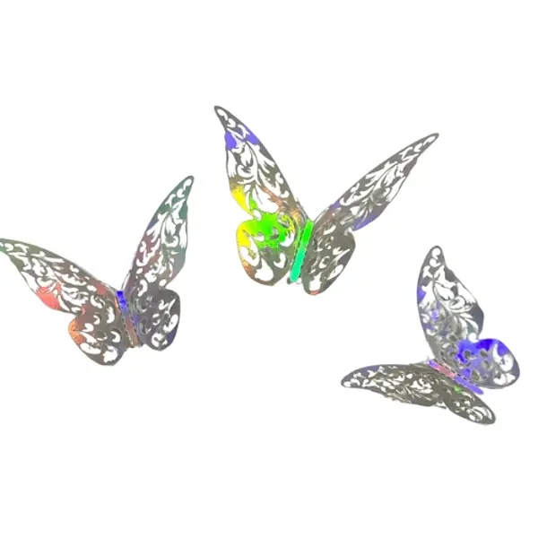Mariposa 3d Plateado X12
