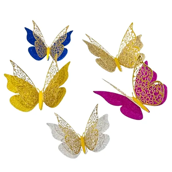 Mariposa 3d Borde Dorado X12