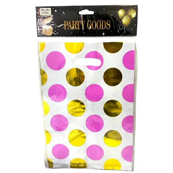 Bolsa Plastica Con Circulos Rosados X10