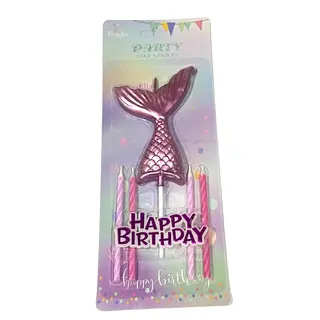 Vela Cola De Sirena Con Aplique Fucsia