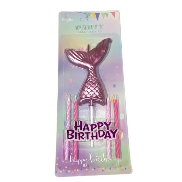 Vela Cola De Sirena Con Aplique Fucsia