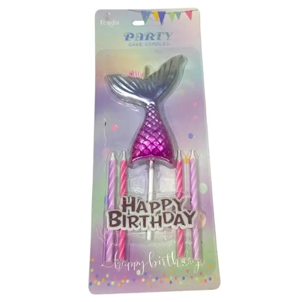 Vela Cola De Sirena Con Aplique Tornasol