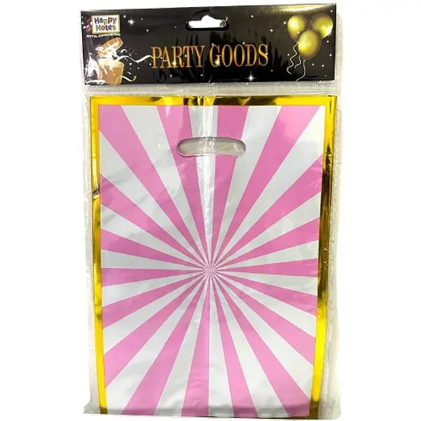Bolsa Plastica Con Rayas Rosadas X10
