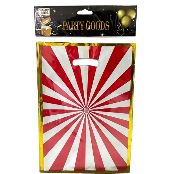 Bolsa Plastica Con Rayas Rojas X10