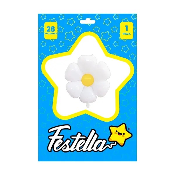 Globo Foil Con Forma De Flor Blanco Y Centro Amarillo