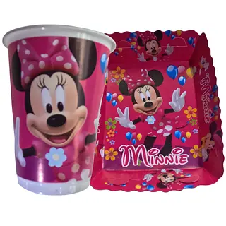 Platos Y Vasos Para Fiesta De Minnie Rosado