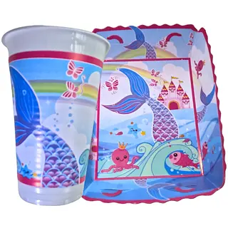 Platos Y Vasos Para Fiesta De Sirena Y Castillo