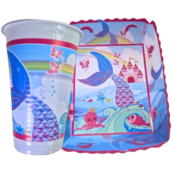 Platos Y Vasos Para Fiesta De Sirena Y Castillo