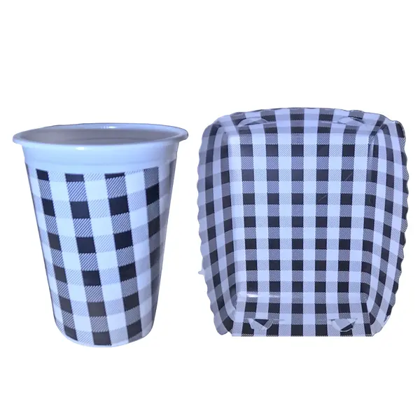 Platos Y Vasos Para Fiesta De Rayas Blancas Y Negras