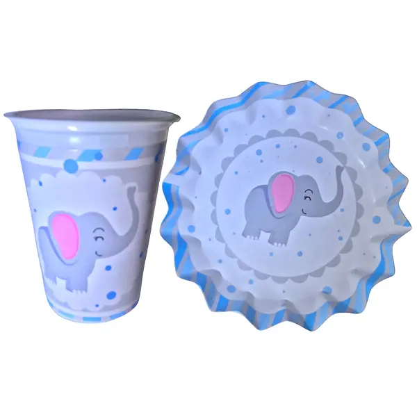 Platos Y Vasos Para Fiesta De Elefante Azul