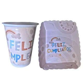 Platos Y Vasos Para Fiesta De Feliz Cumpleaños Arcoiris