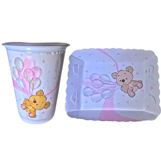 Platos Y Vasos Para Fiesta De Osito Rosado