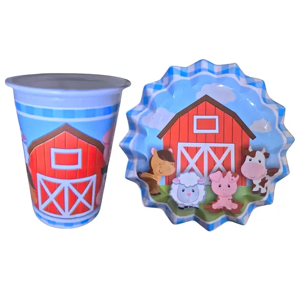 Platos Y Vasos Para Fiesta De Granja Azul