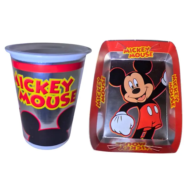Platos Y Vasos Para Fiesta De Mickey Fondo Plateado
