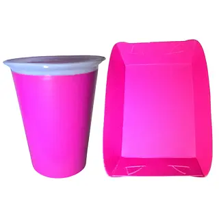 Platos Y Vasos Para Fiesta De Rosado Neon