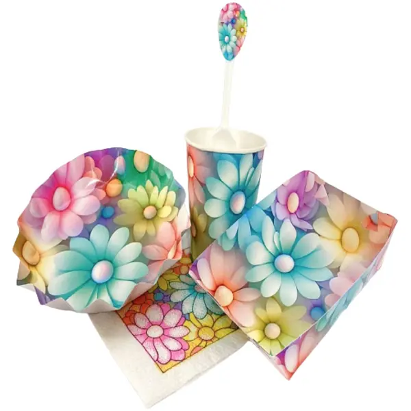 Platos Y Vasos Para Fiesta De Flores