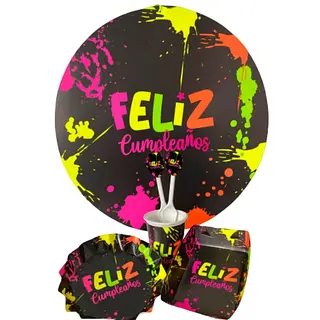 Platos Y Vasos Para Fiesta De Feliz Cumpleaños Neon