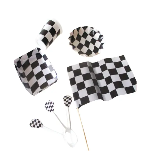 Platos Y Vasos Para Fiesta De Bandera De Carreras