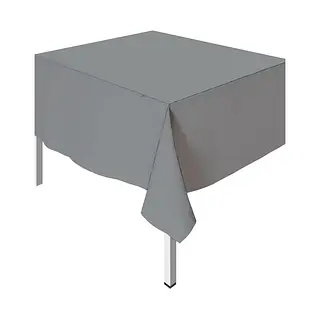 Mantel Unicolor Plastico Rectangular Plata