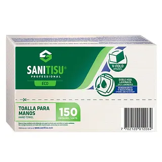 Toalla Manos Natural V 2ply X150 Sanitisu