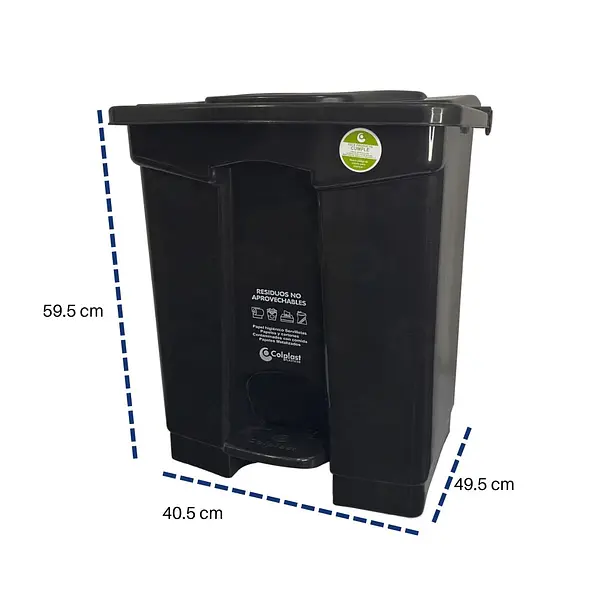 Papelera Colplast Cuadrada De Pedal 60 Litros
