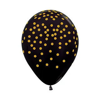 Globo Sempertex Metal Negro Infinity Confetti Dorado