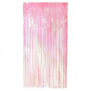 Cortina De Tiras Rosada Metalizada