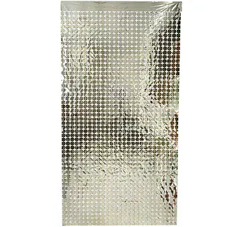 Cortina De Cuadrados Pequeños Plateados