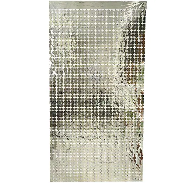 Cortina De Cuadrados Pequeños Plateados