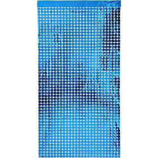 Cortina De Cuadrados Pequeños Azul Rey