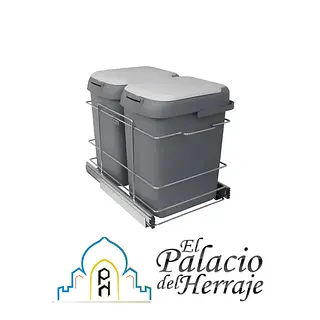 Basurera Doble Extraible C/Ltodos Cubos Grises 36