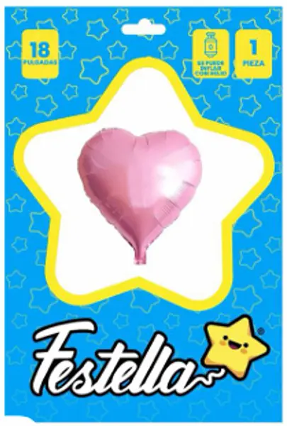 Globo Corazon Rosado Carton 18''