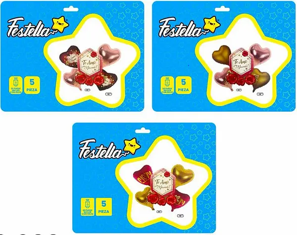 Kit Globo Te Amo Mamá X5