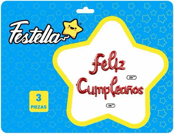 Globo Feliz Cumpleaños Cursivo Rojo