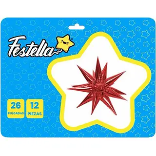 Globo Estrella X12 Piezas Rojo 26''