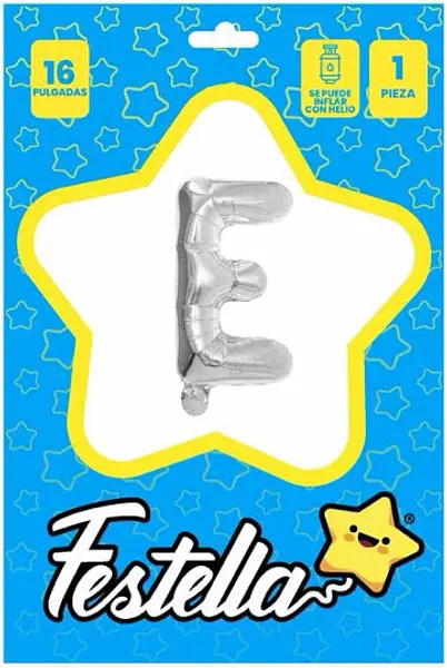 Globo Letra E Plateada 16''