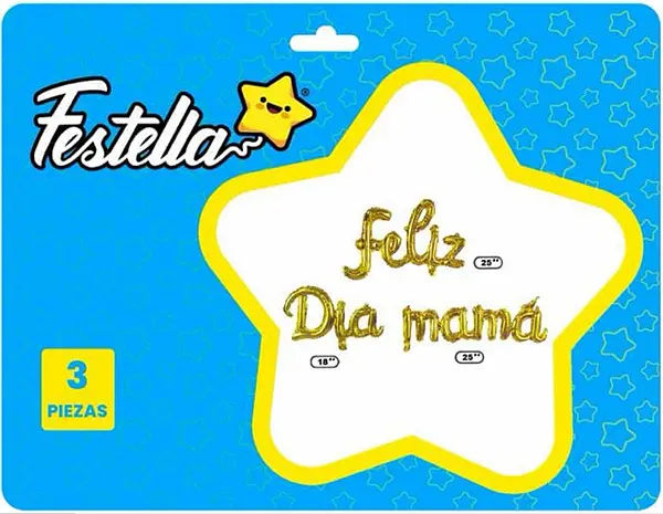 Globo Feliz Dia Mamá Cursivo Dorado
