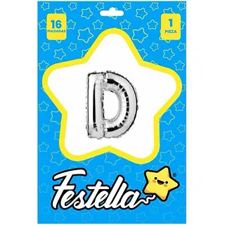 Globo Letra D Plateada 16''