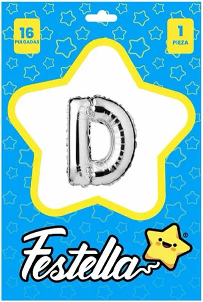 Globo Letra D Plateada 16''