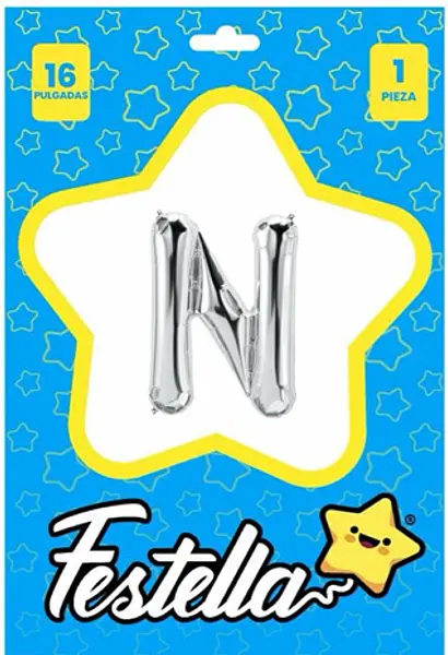 Globo Letra N Plateada 16''