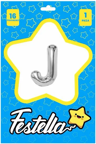 Globo Letra J Plateada 16''