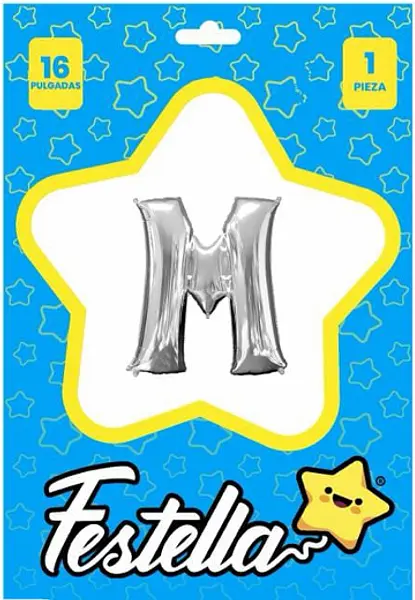 Globo Letra M Plateada 16''