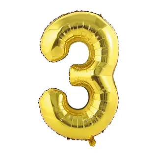 Globo Metalizado Numero 3 Dorado Mate