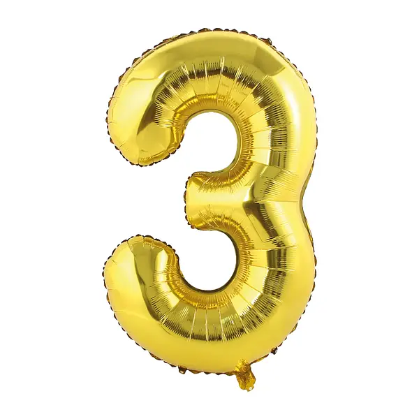 Globo Metalizado Numero 3 Dorado Mate