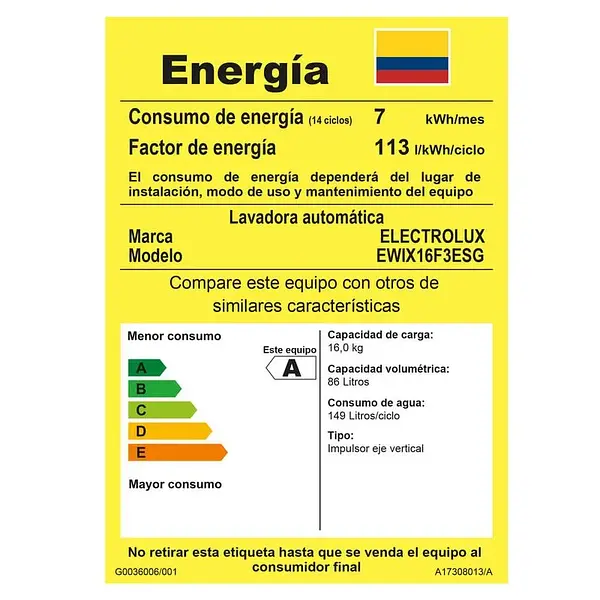 Lavadora Electrolux 16 Kg Gris Ewix16f3esg